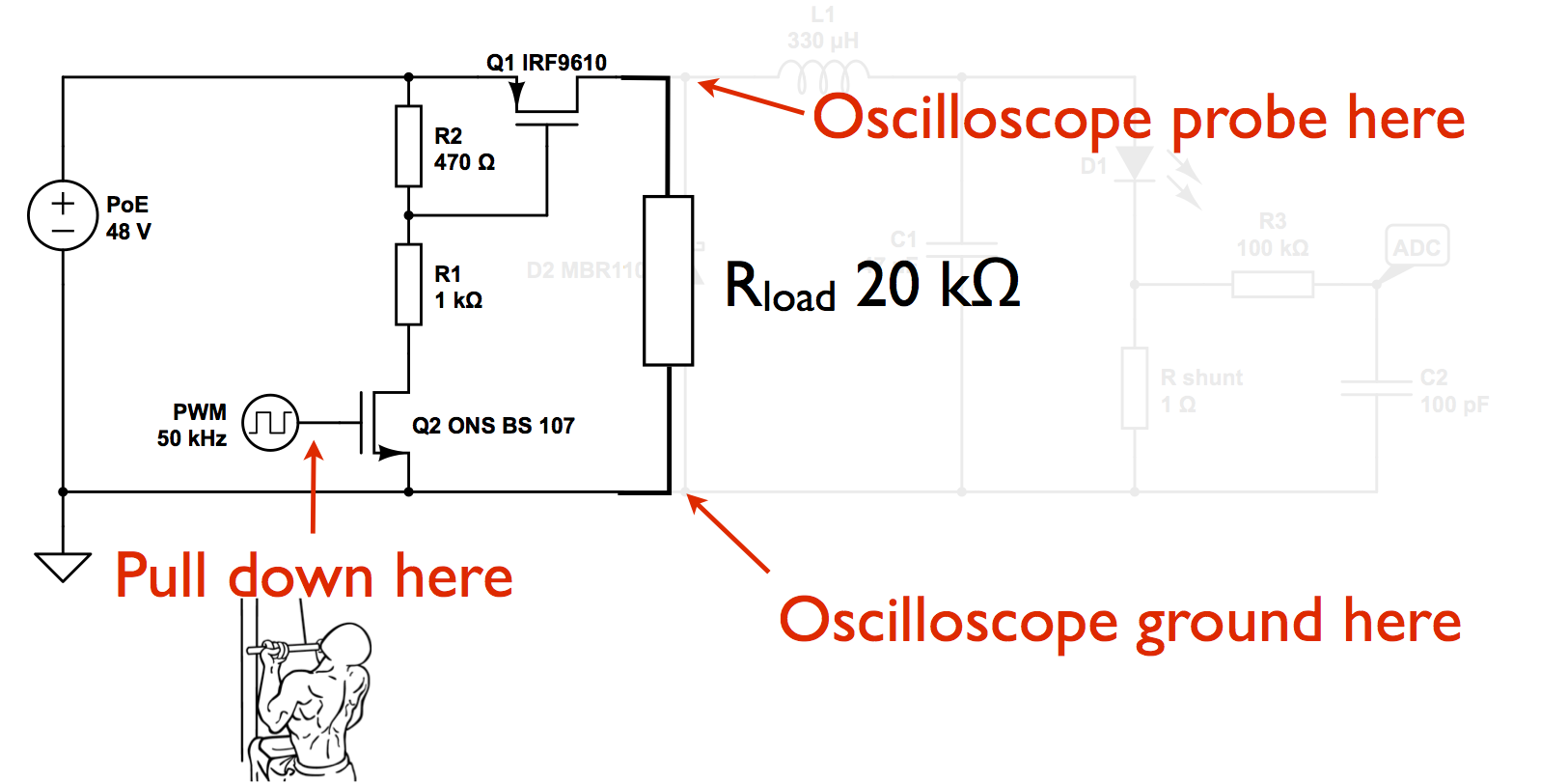 Testing the switching P-FET
