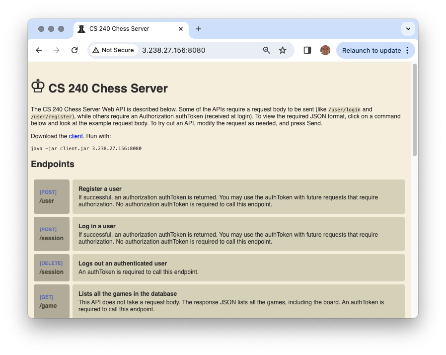 Chess web interface