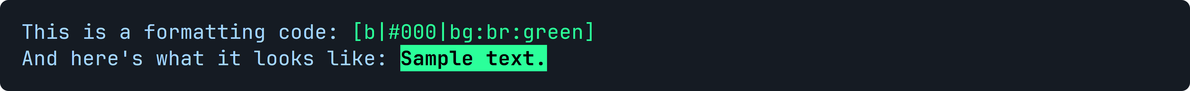 escaped formatting code
